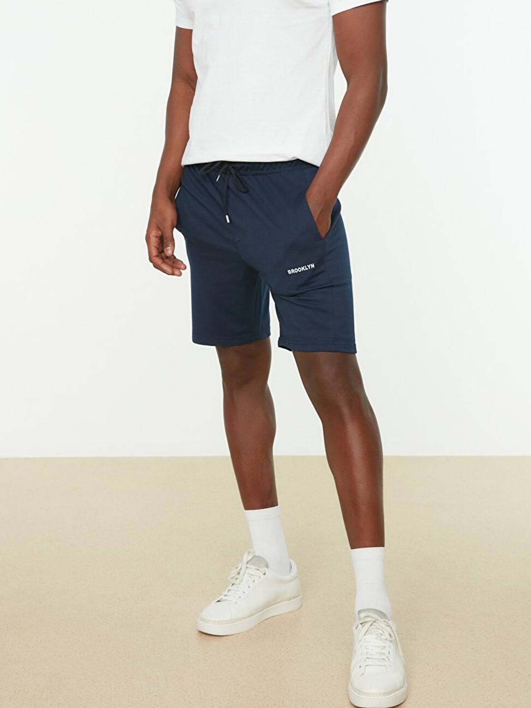 

Trendyol Men Navy Blue Typography Print Shorts