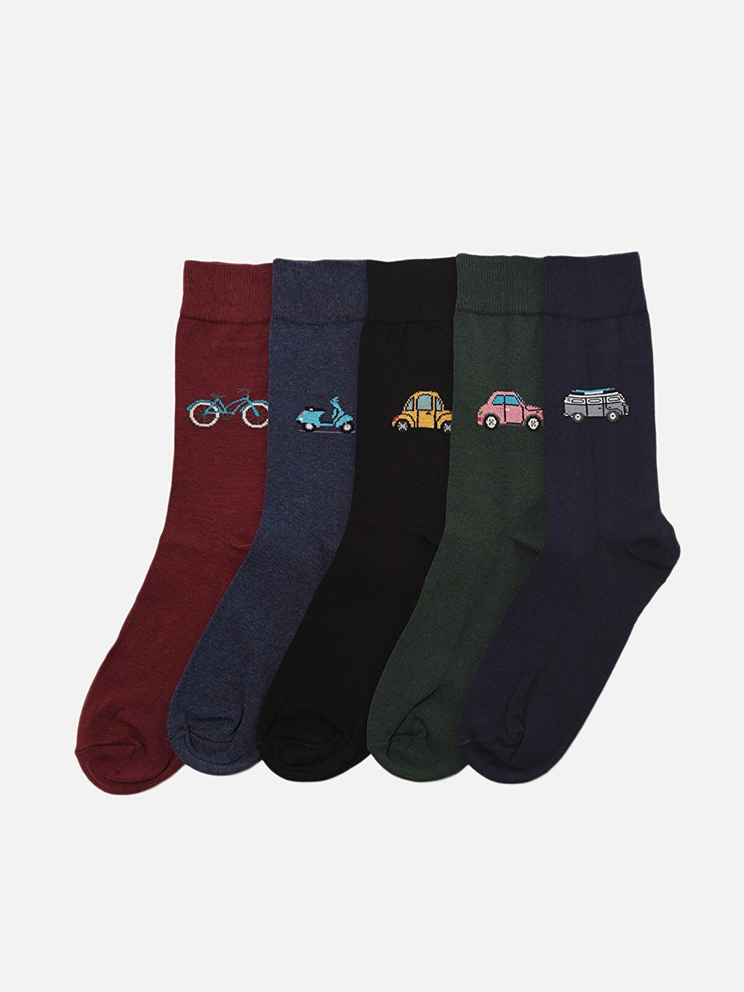 

Trendyol Men Pack of 5 Printed Socks, Black