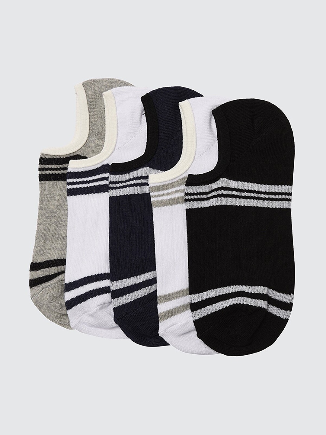 

Trendyol Men Pack of 5 Striped Shoe Liner Socks, Grey