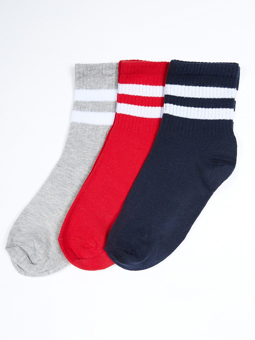 

Trendyol Women Pack of 3 Striped Above-Ankle Socks, Navy blue