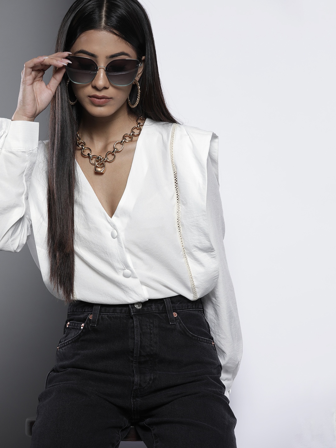 

Trendyol Women White Solid Casual Shirt, Off white