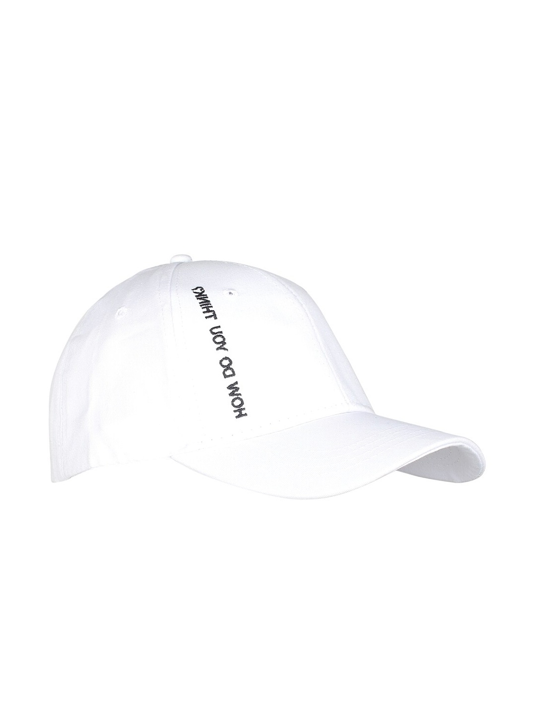 

iSWEVEN Unisex White & Black Pure Cotton Snapback Cap