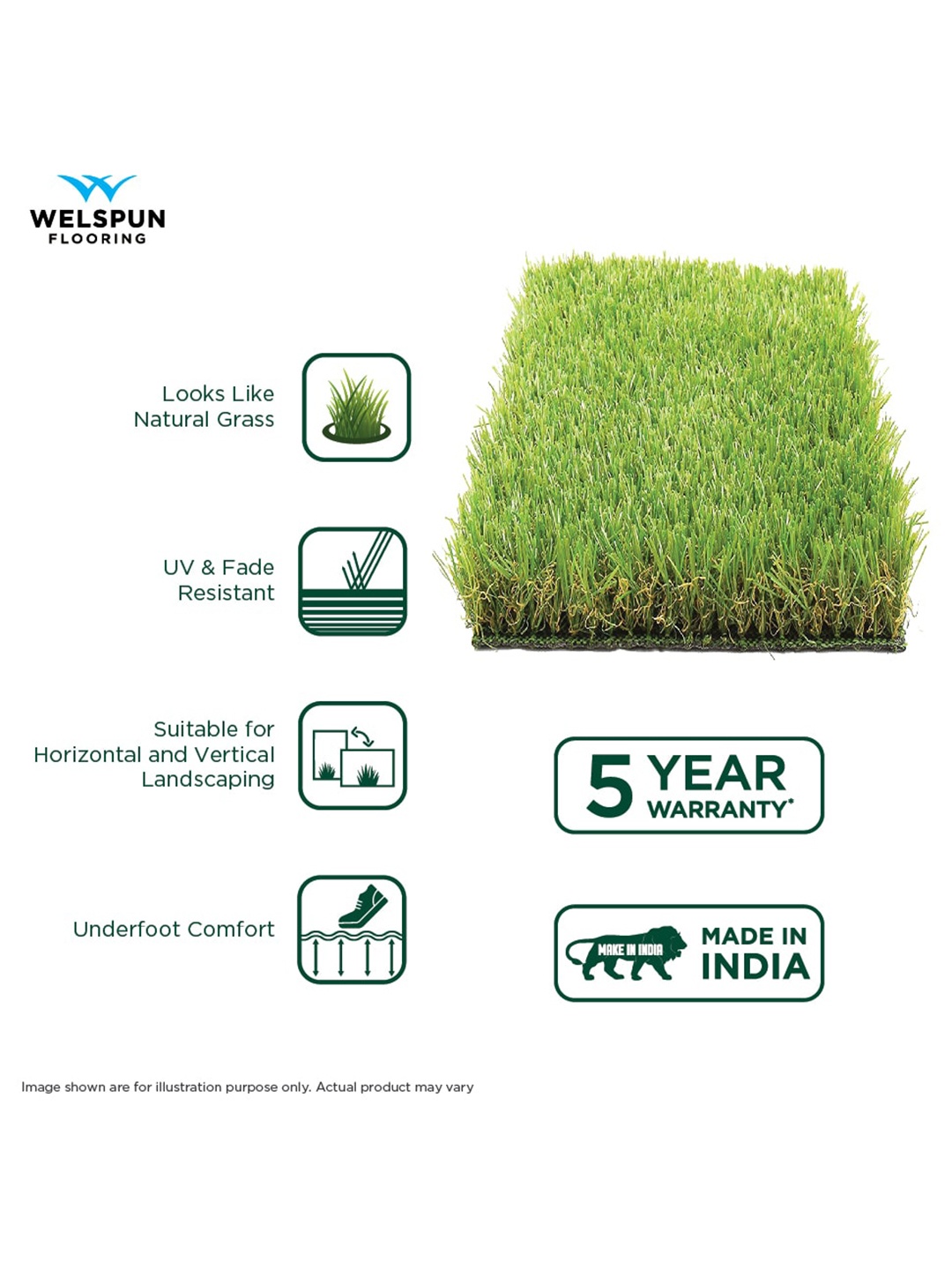 

Welspun Green Fake Grass Fade Resistant Durable Doormat