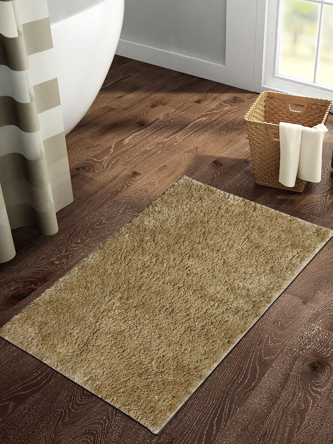 

SPACES Brown Textured GSM 1418 Anti-Skid Bath Rugs