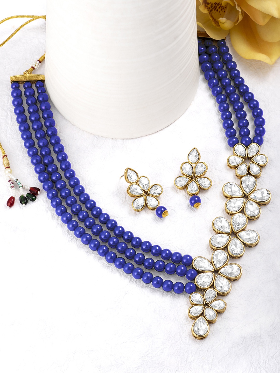 

Peora Blue Gold-Plated Crystal Studded Jewellery Set