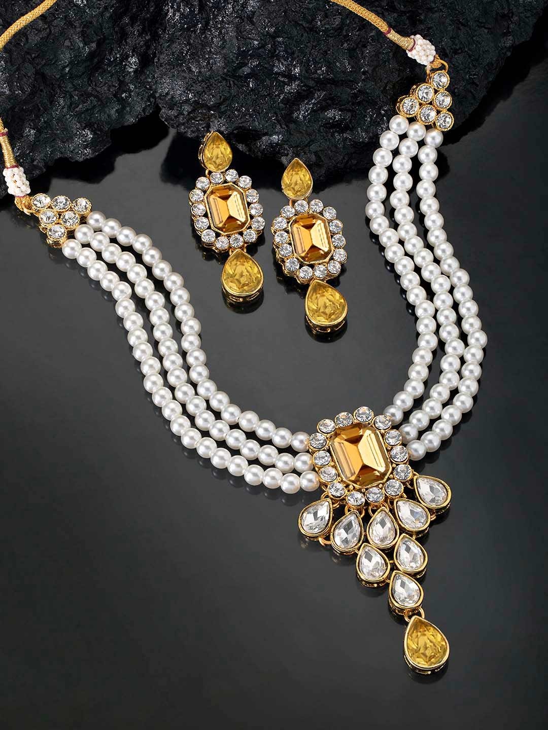 

Peora White Gold-Plated Crystal Studded Jewellery Set