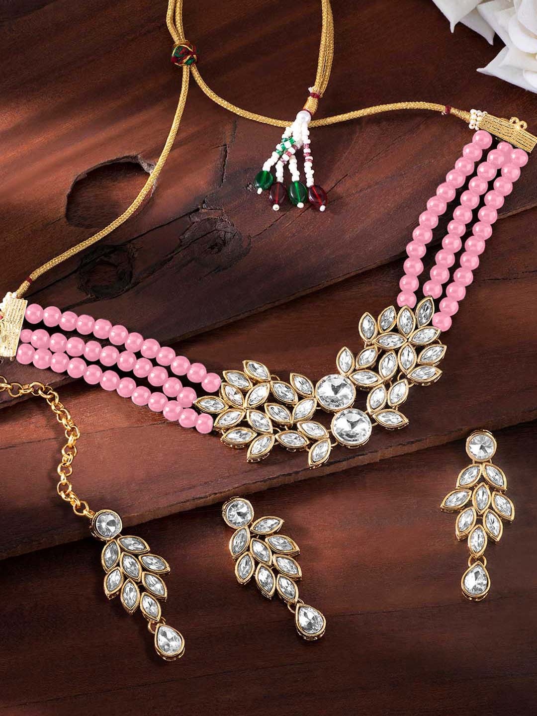 

Peora Pink Gold-Plated Choker Jewellery Set
