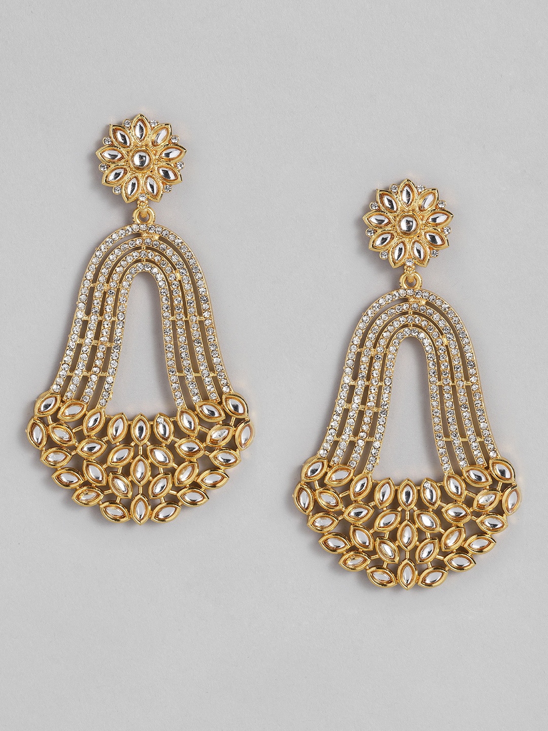 

Peora Gold-Plated Kundan Studded Classic Drop Earrings