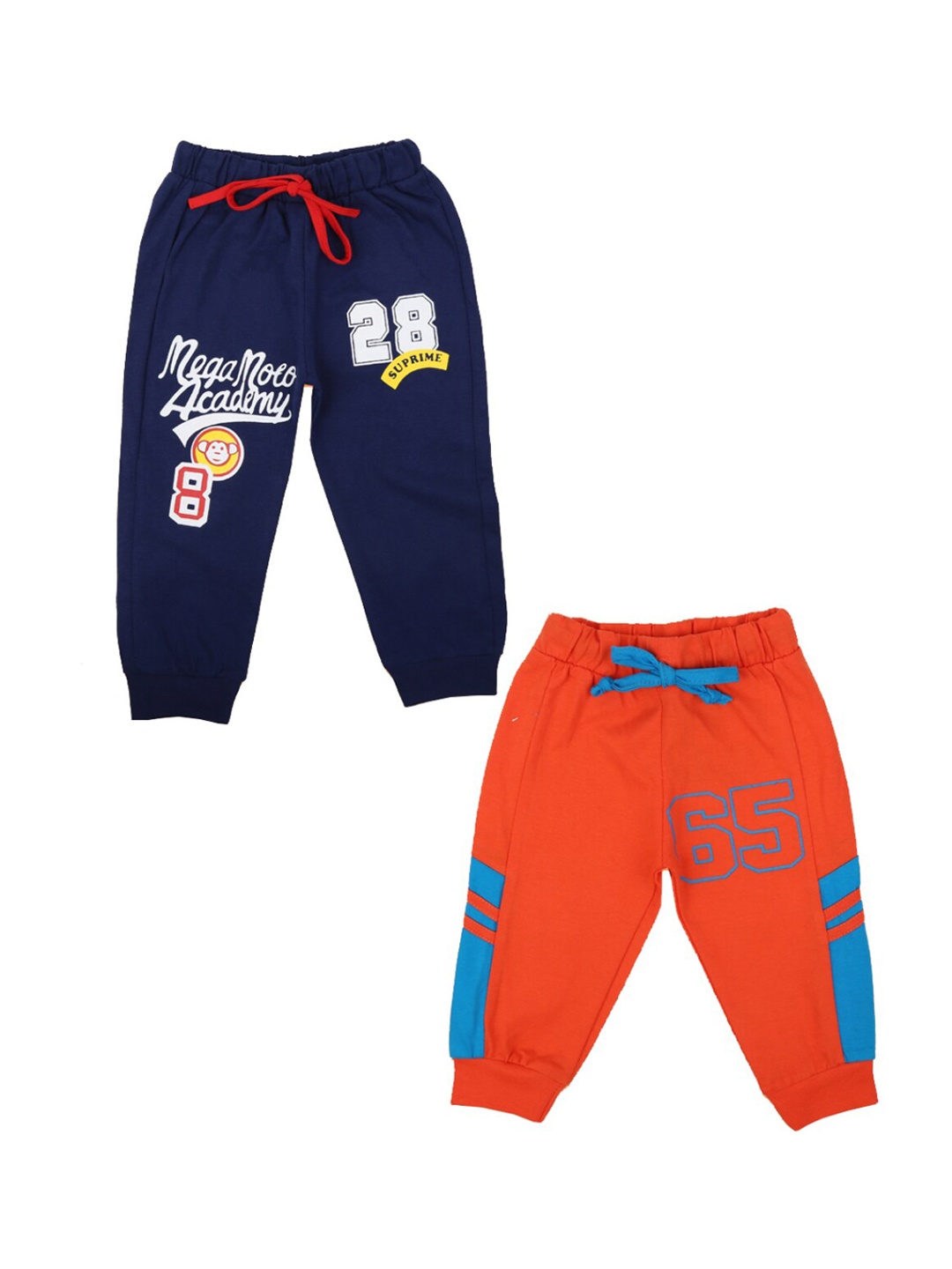 

V-Mart Boys Pack Of 2 Navy Blue & Orange Printed Track Pants