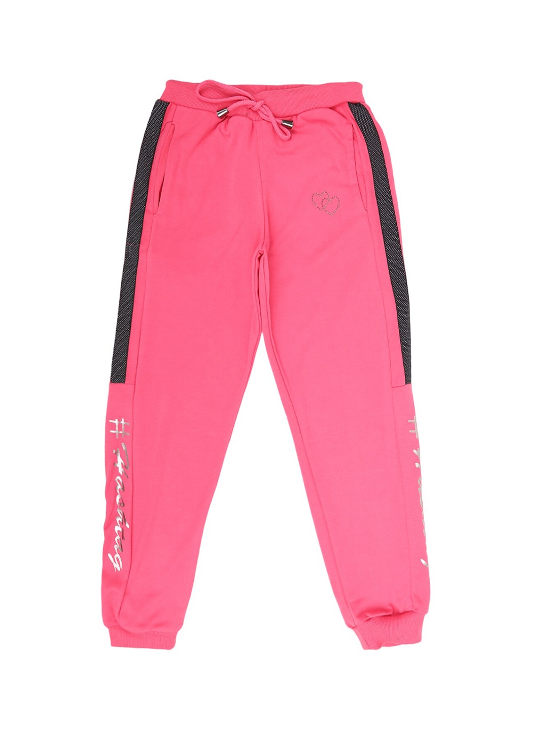 

V-Mart Girls Pink Typography Printed Knitted Joggers