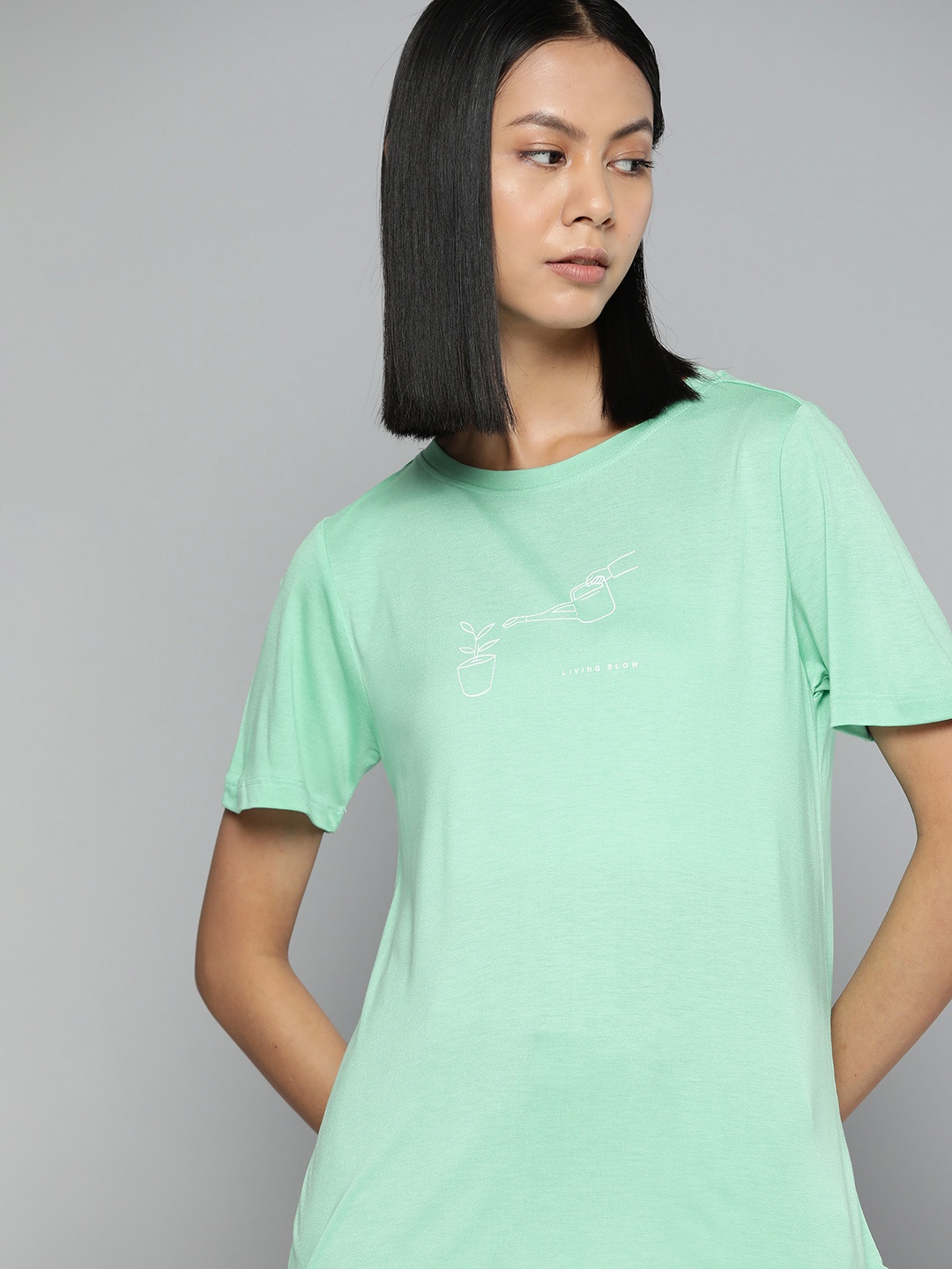 

ether Women Conversational Printed T-shirt, Green