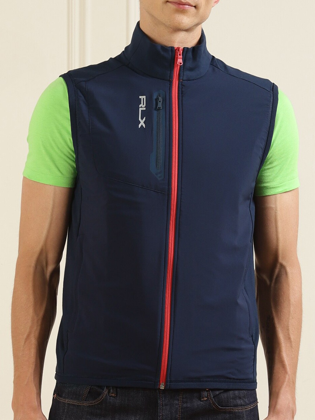 

Polo Ralph Lauren Men Navy Blue Sporty Pure Cotton Jacket