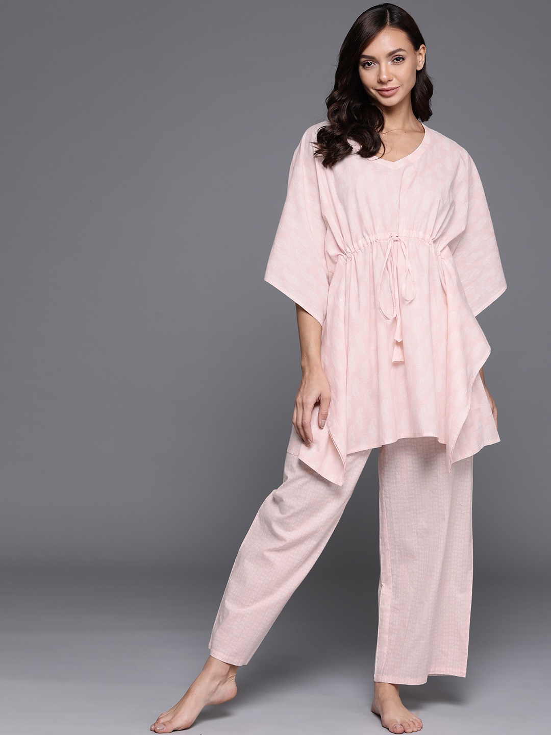 

Libas Women Pink Printed Cotton Night suit