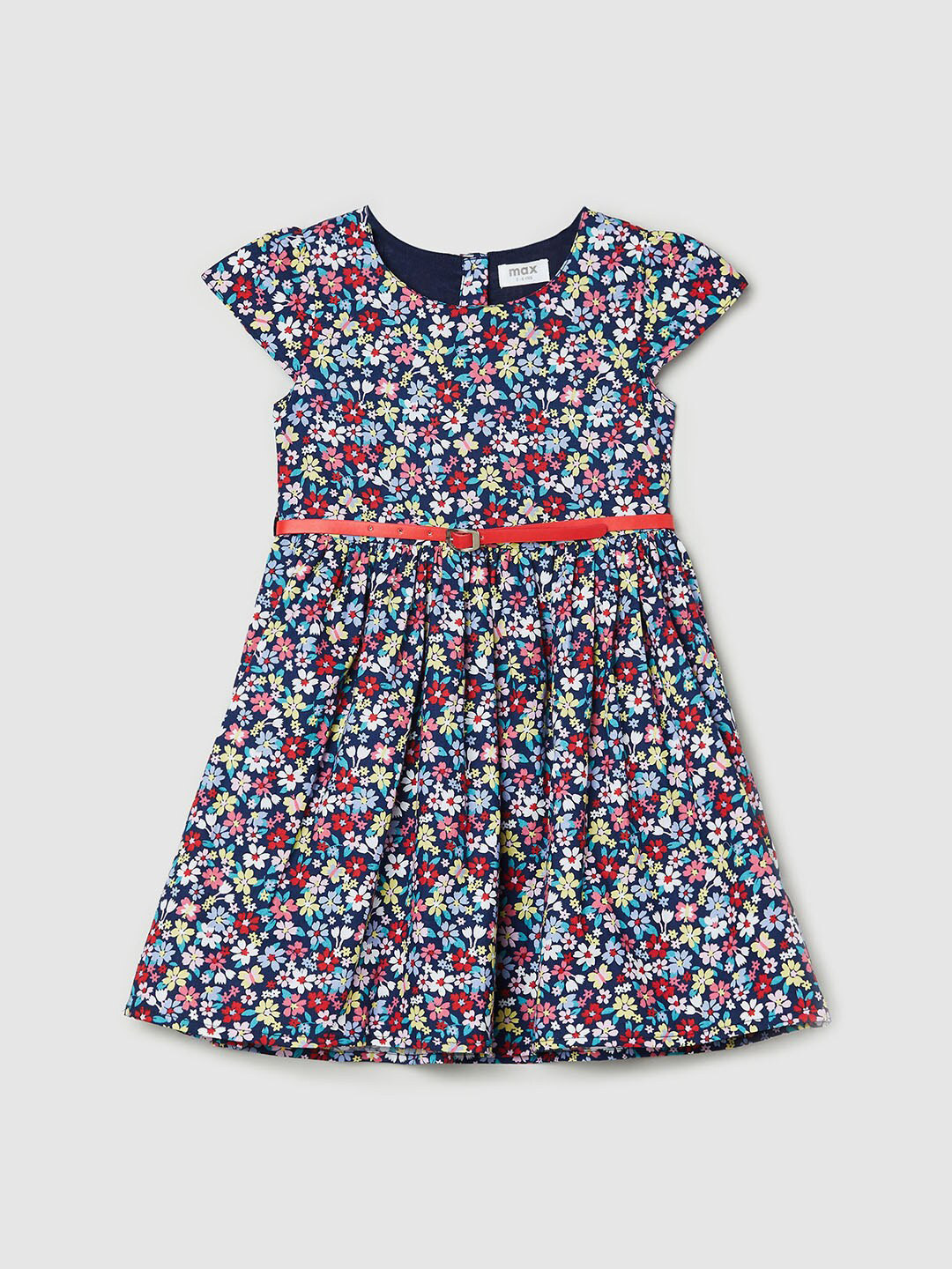 

max Navy Blue Floral Pure Cotton Dress