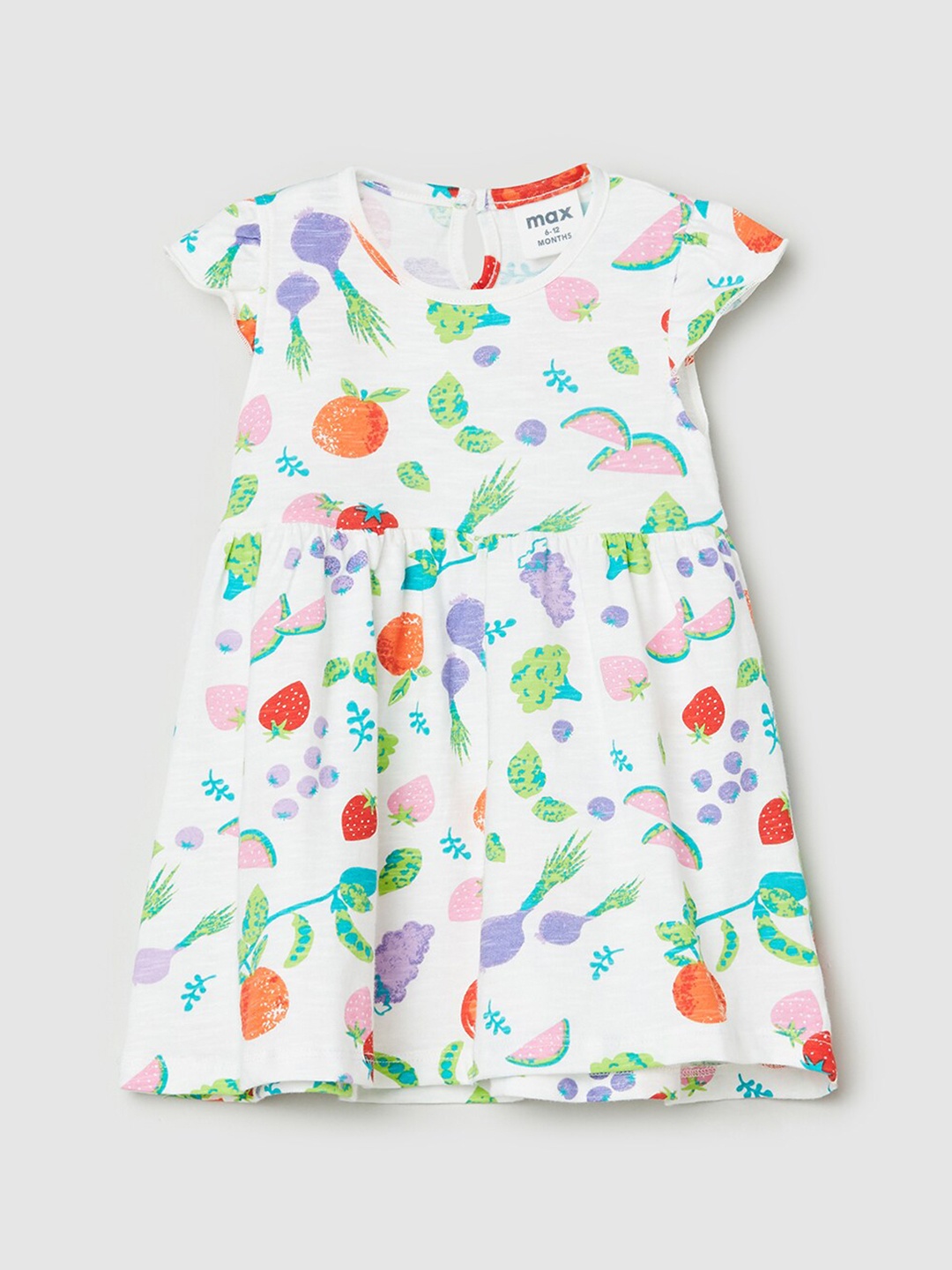 

max Girls White Floral A-Line Cotton Dress