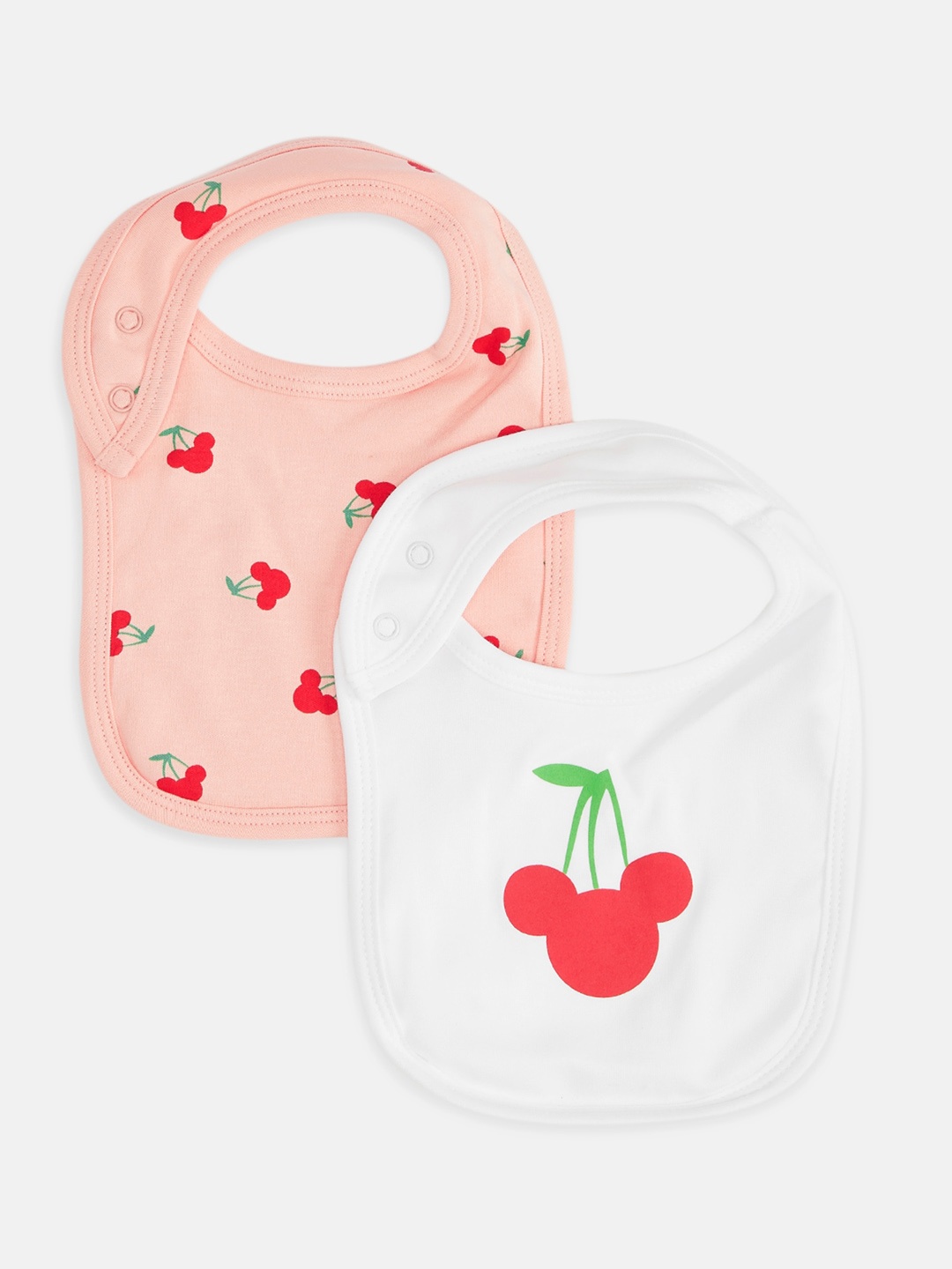 

Pantaloons Baby Pack of 2 Infants Peach & White Printed Bibs