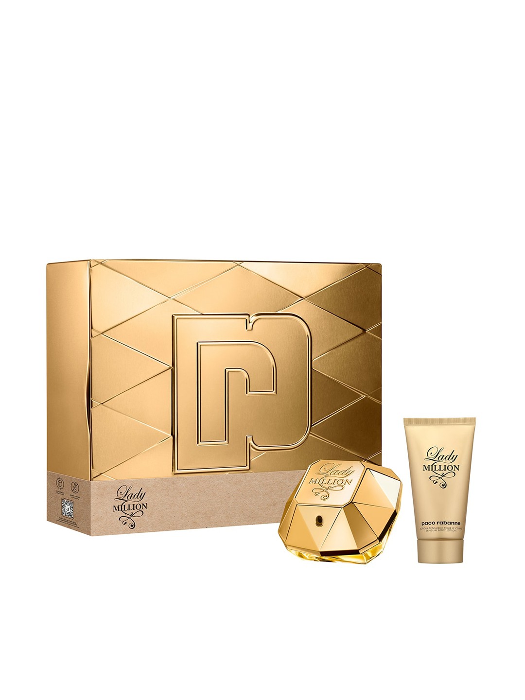 

Paco Rabanne Women Lady Million Eau De Parfum 50 ml with Body Lotion 75 ml, Gold