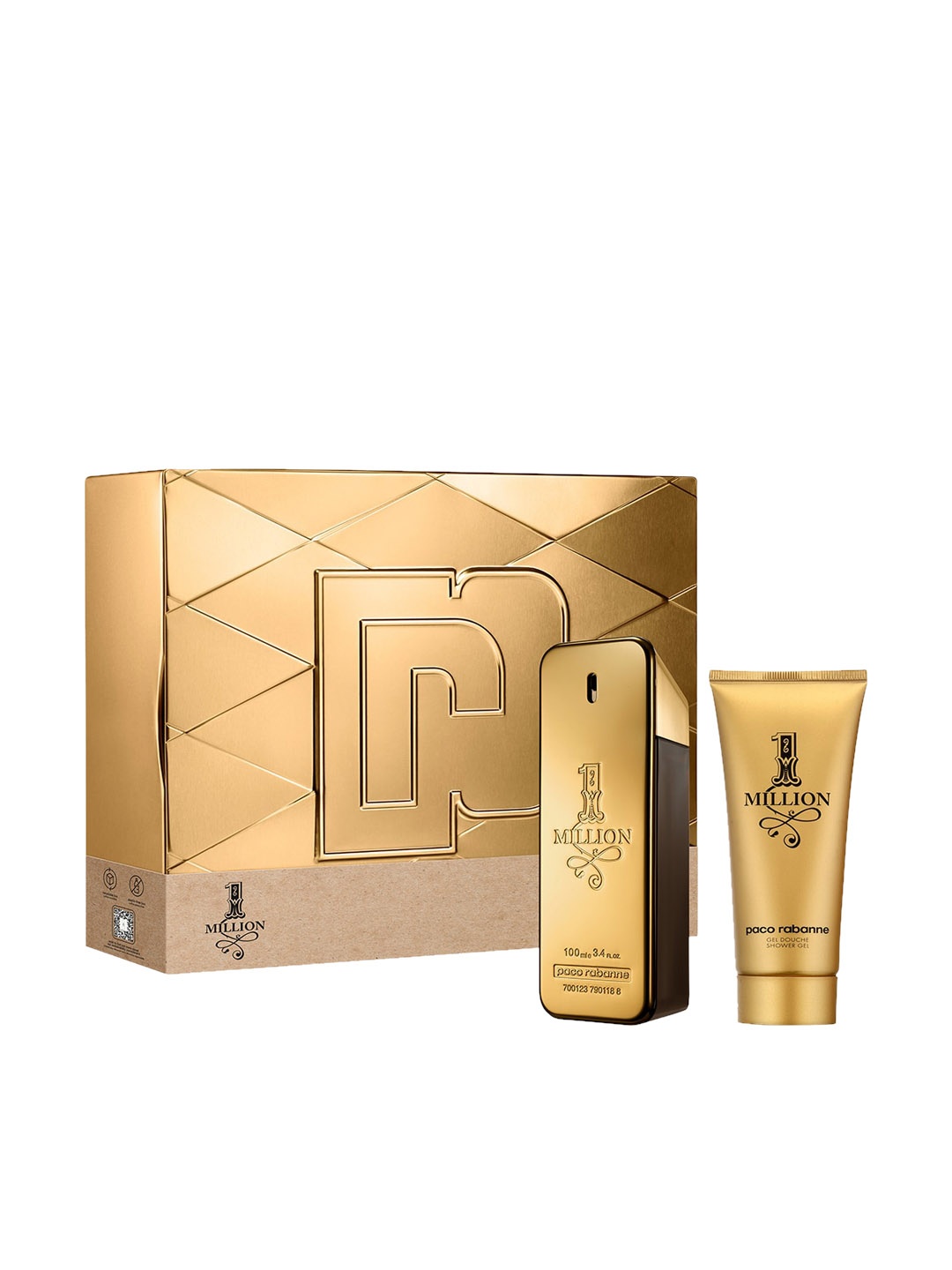 

Paco Rabanne Men 1 Million Eau De Toilette 100 ml with Shower Gel 100 ml, Gold