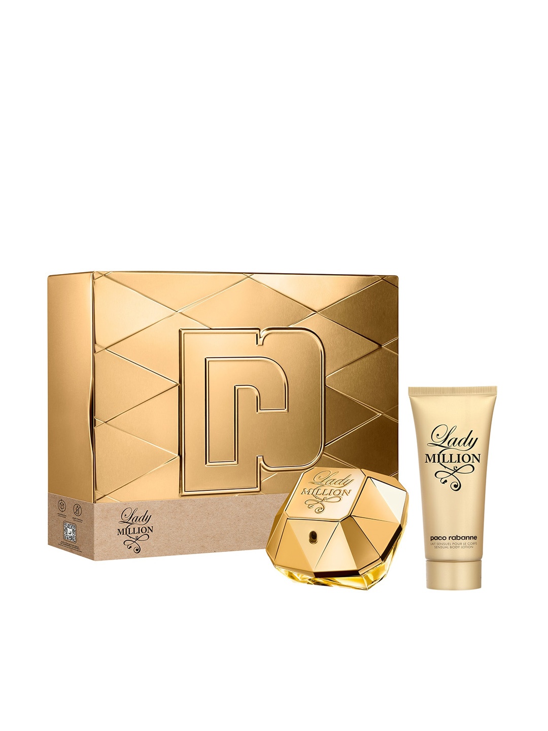 

Paco Rabanne Women Lady Million Eau De Parfum 80 ml with Body Lotion 100 ml, Gold