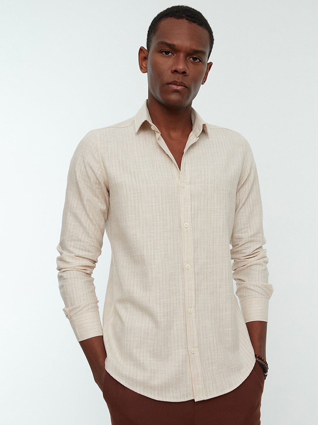 

Trendyol Men Beige Casual Shirt