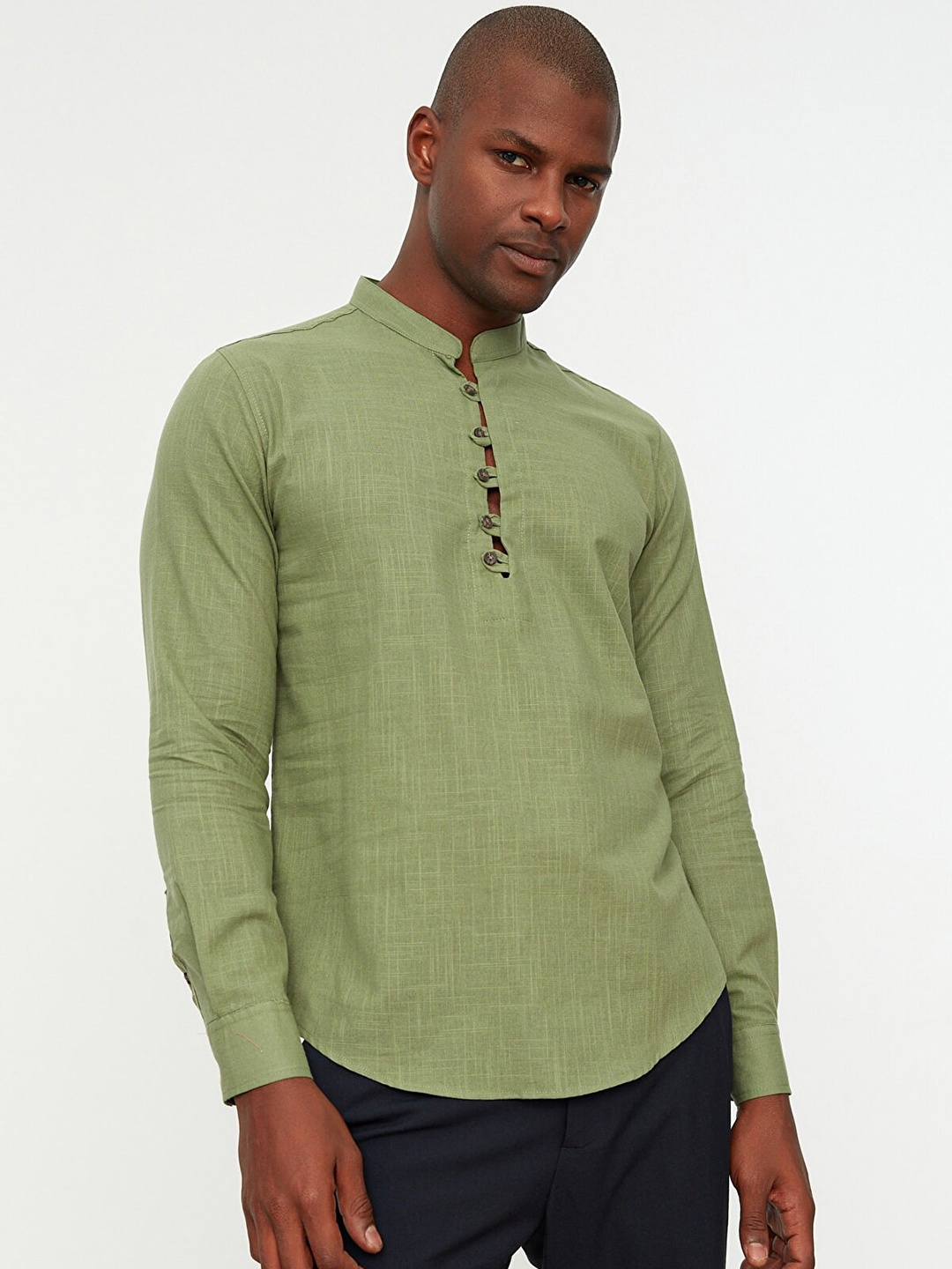 

Trendyol Men Green Pure Cotton Casual Shirt