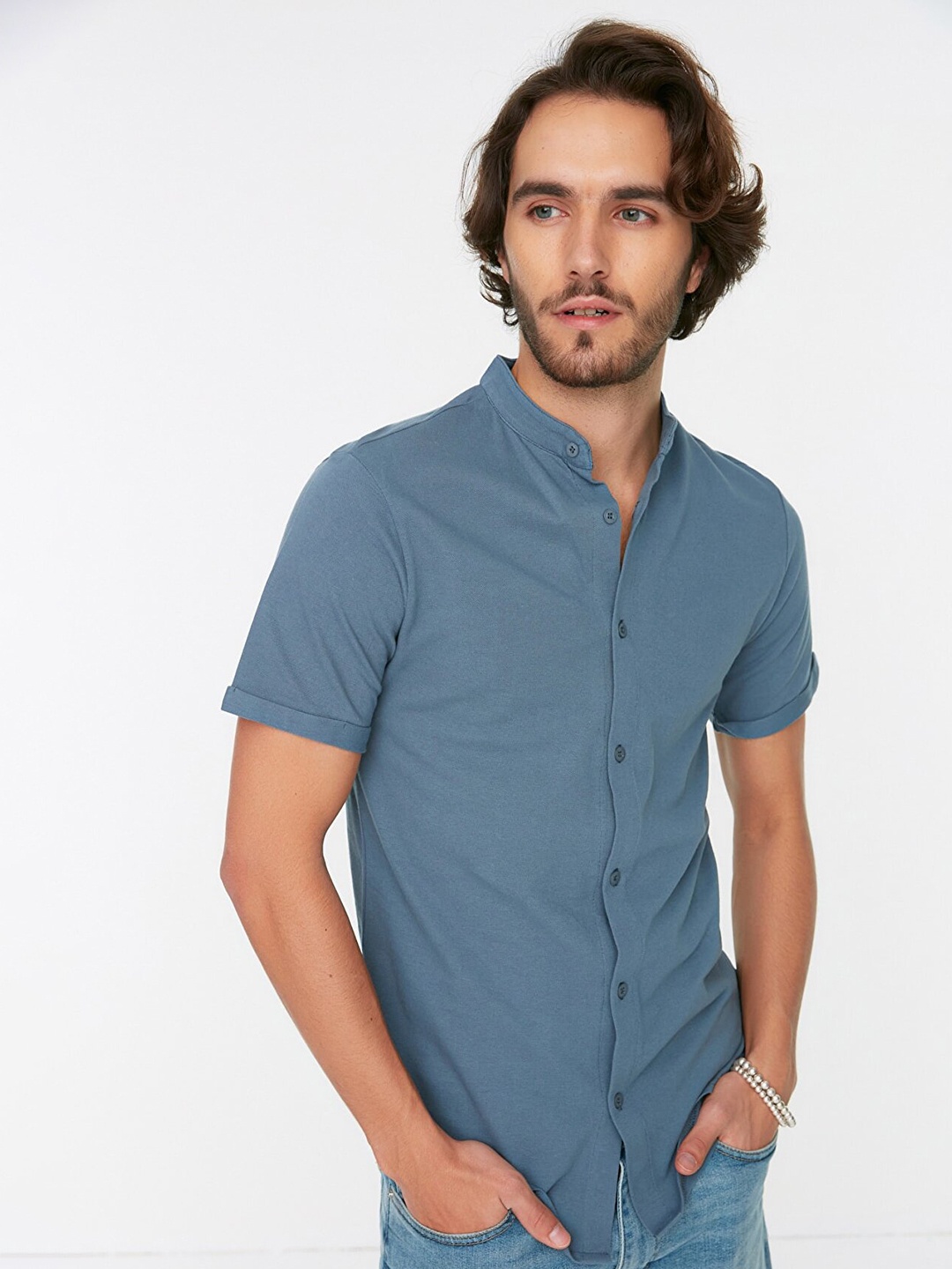 

Trendyol Men Blue Casual Shirt