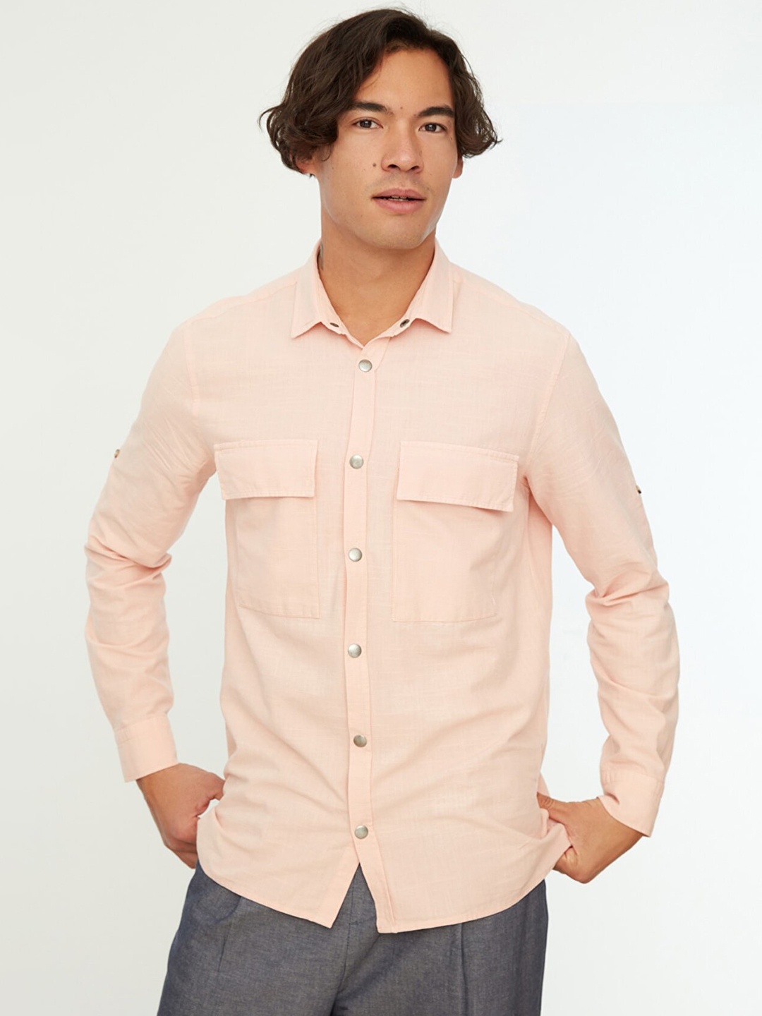 

Trendyol Men Pink Casual Shirt