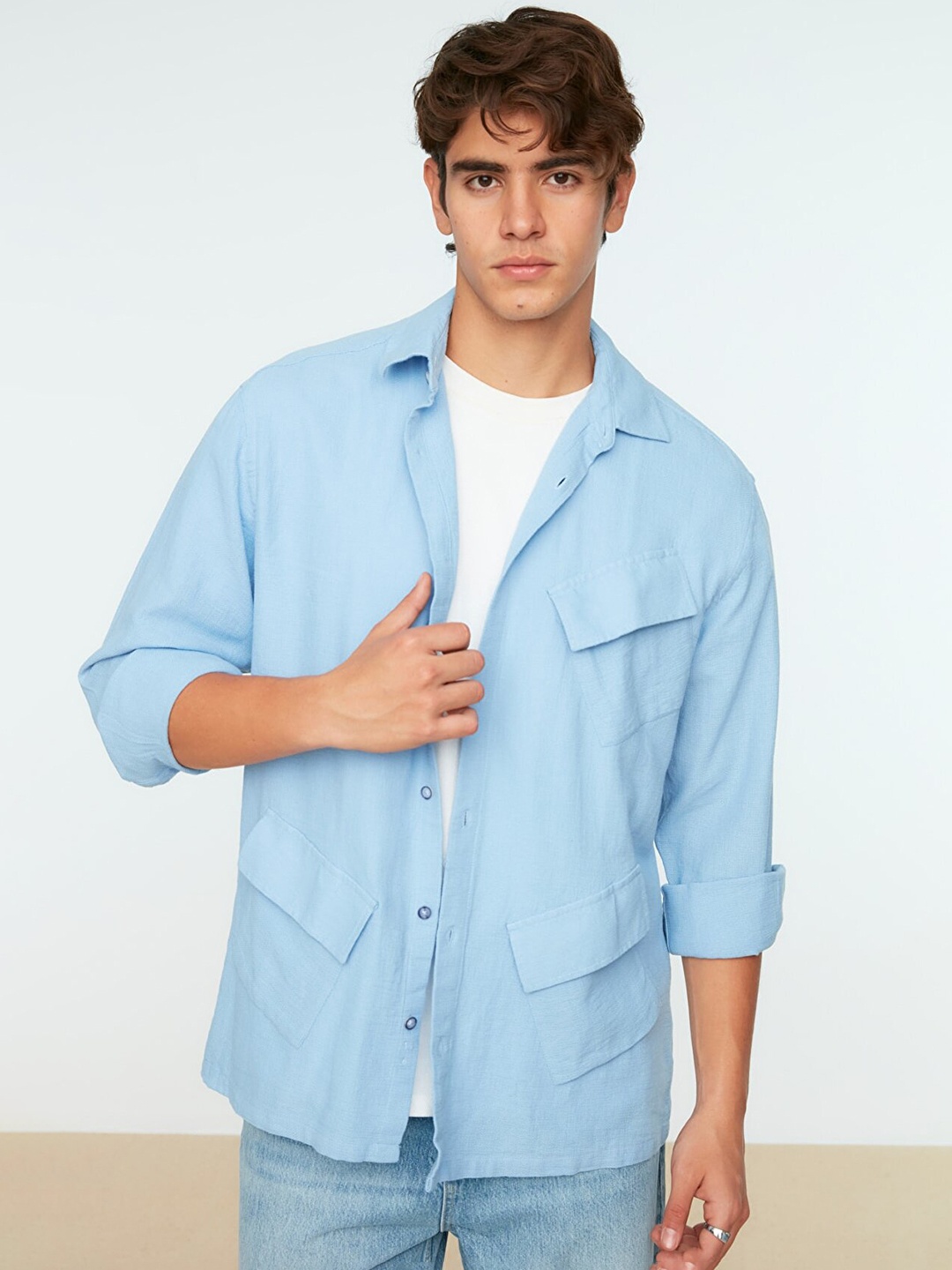 

Trendyol Men Blue Casual Shirt