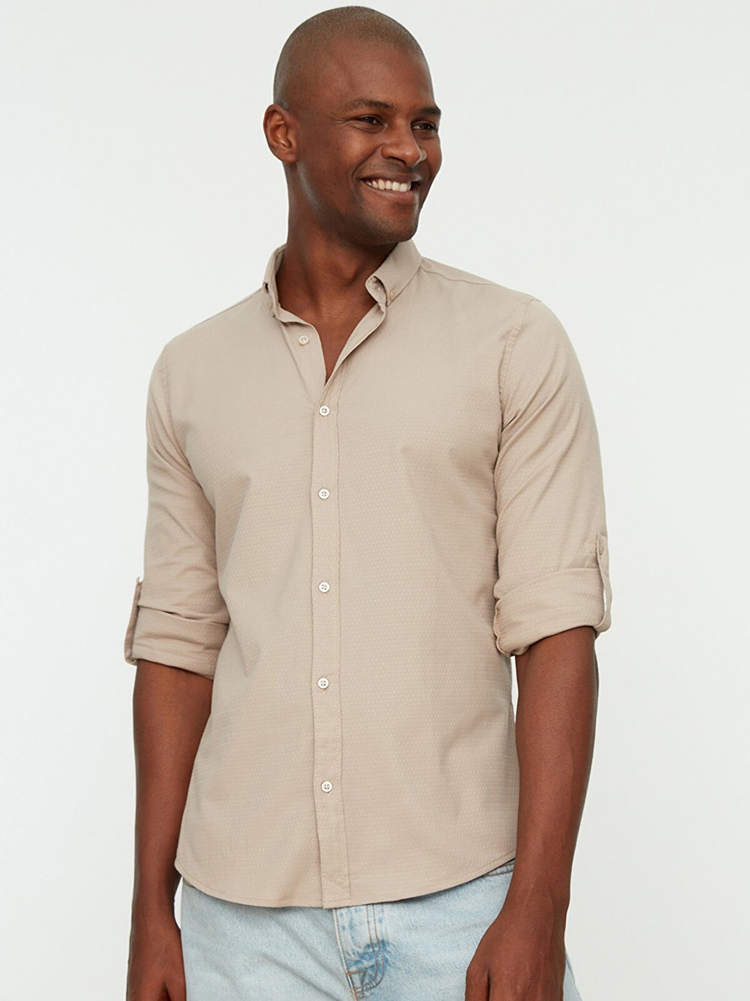 

Trendyol Men Beige Casual Shirt