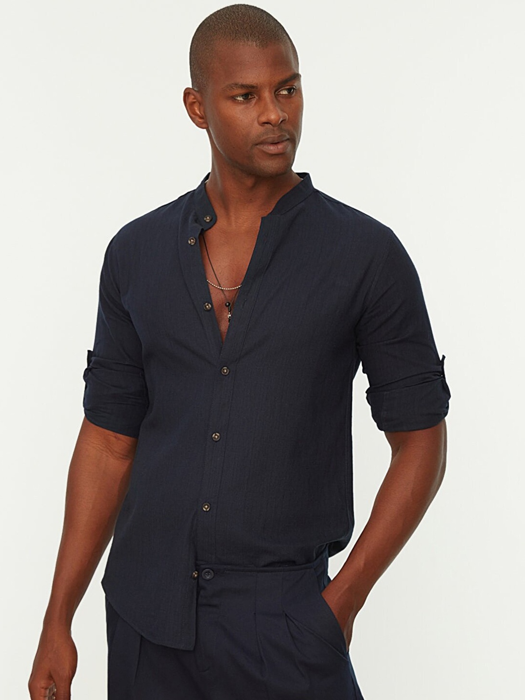 

Trendyol Men Navy Blue Casual Shirt
