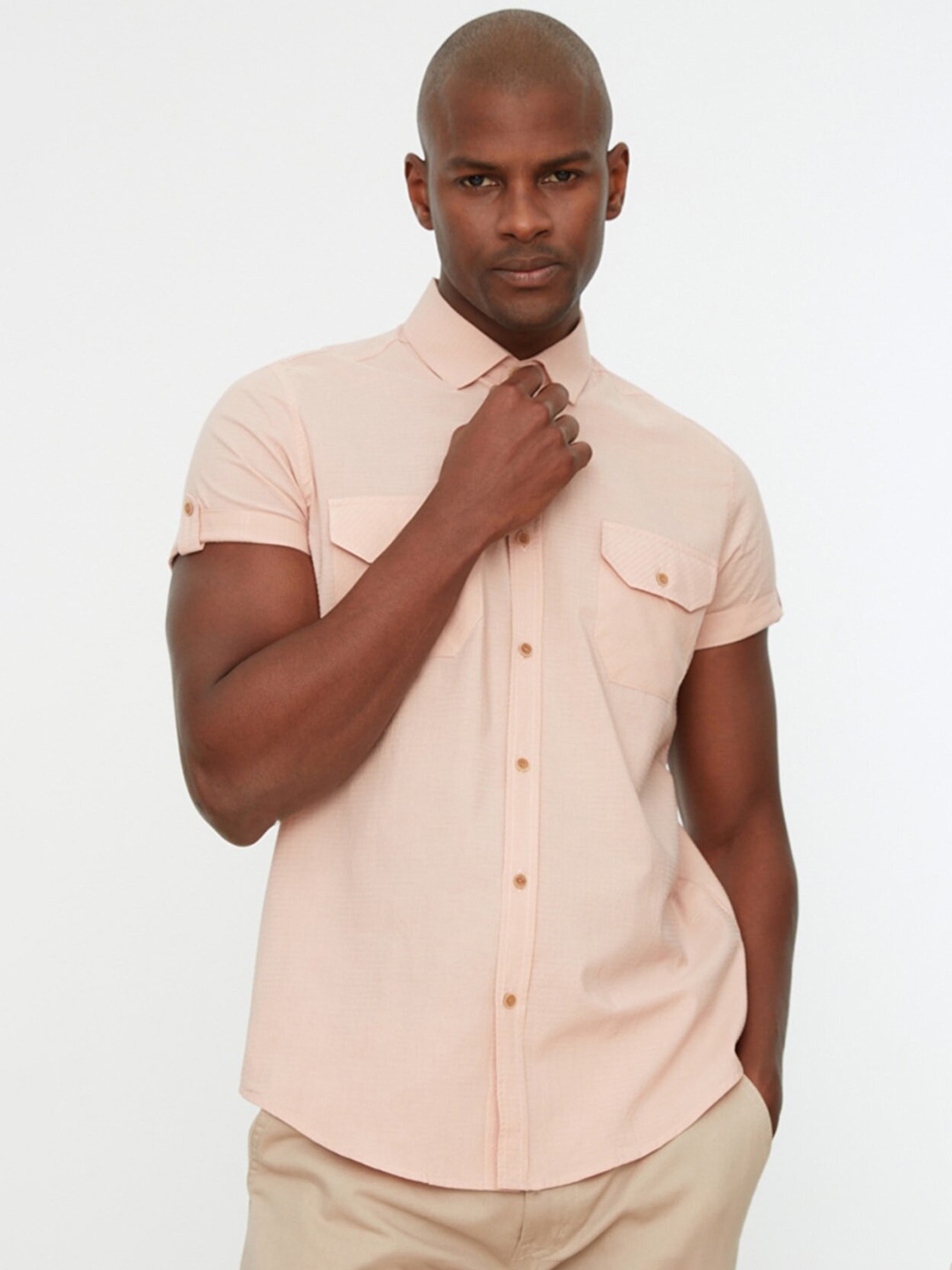 

Trendyol Men Pink Casual Shirt