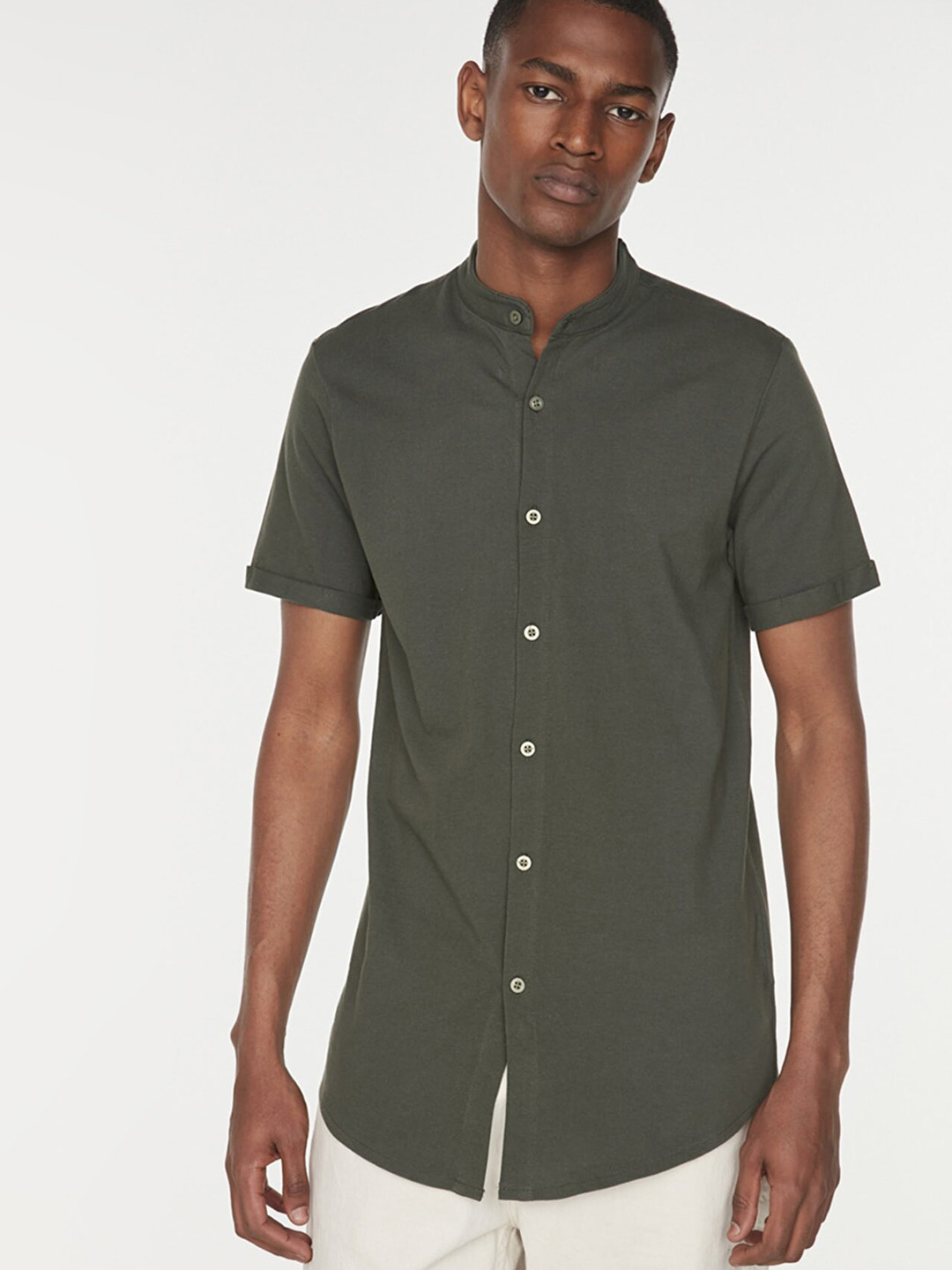 

Trendyol Men Olive Green Casual Shirt