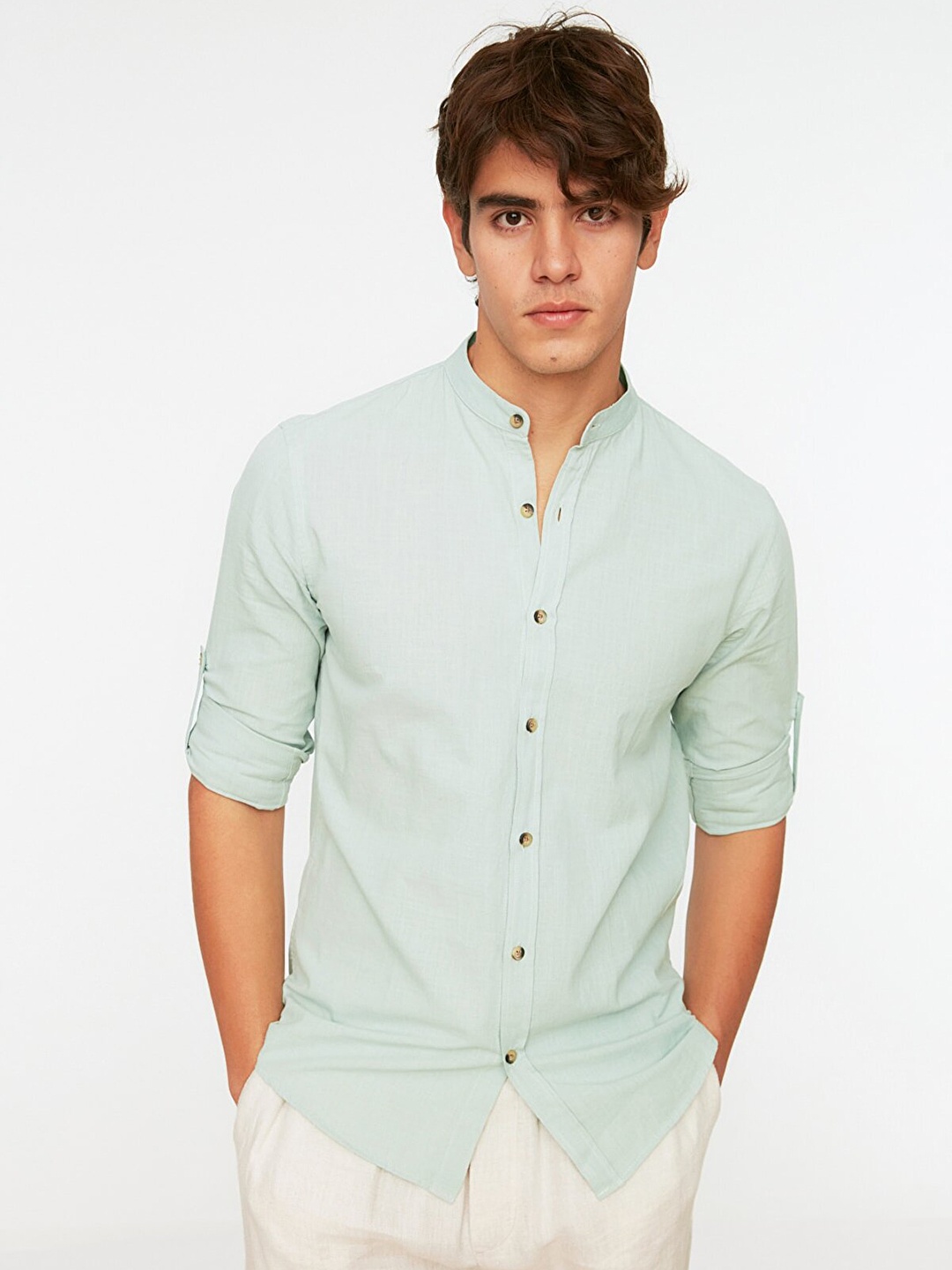 

Trendyol Men Sage Green Casual Shirt