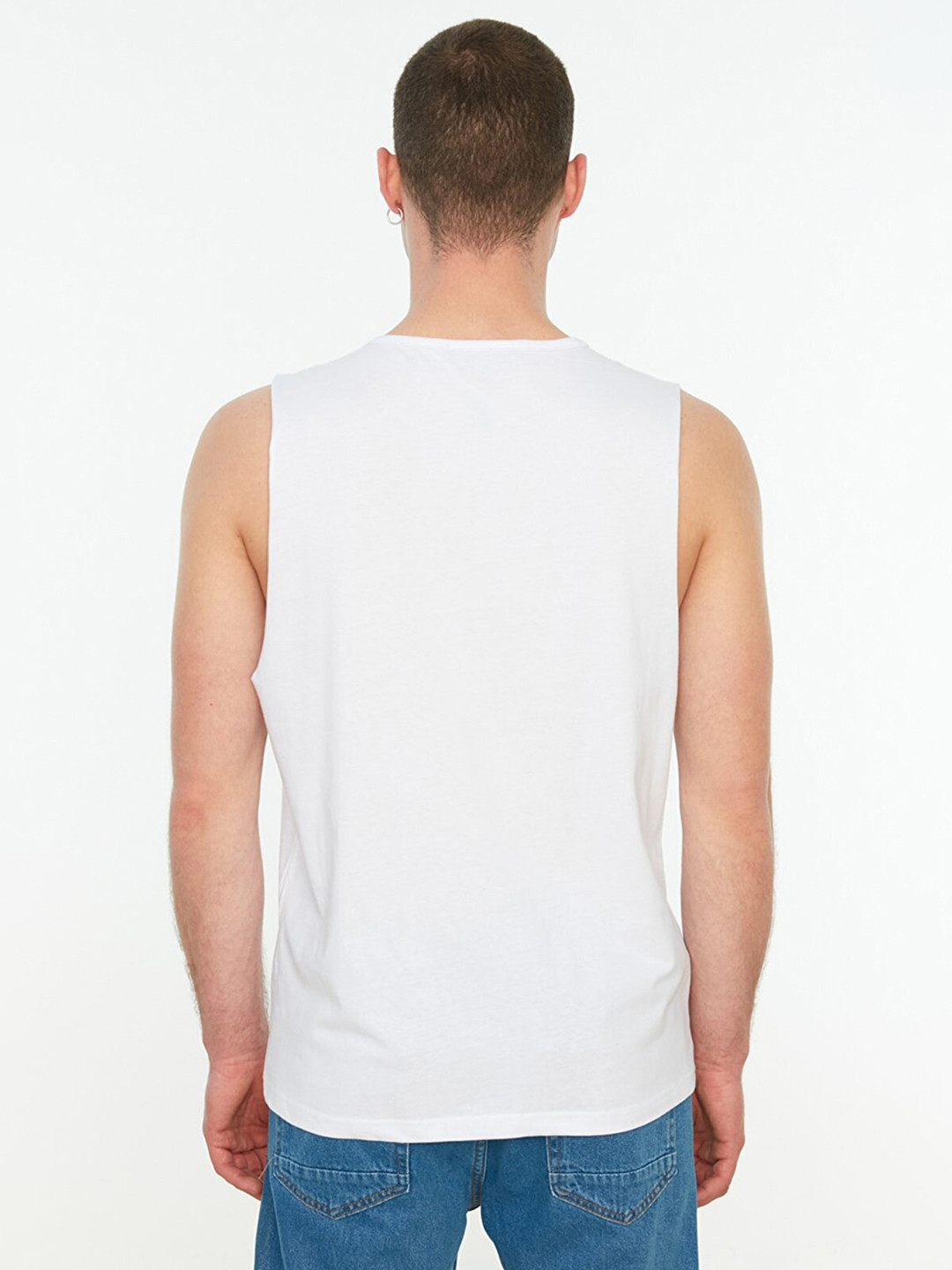 

Trendyol Men White Solid Pure Cotton T-shirt