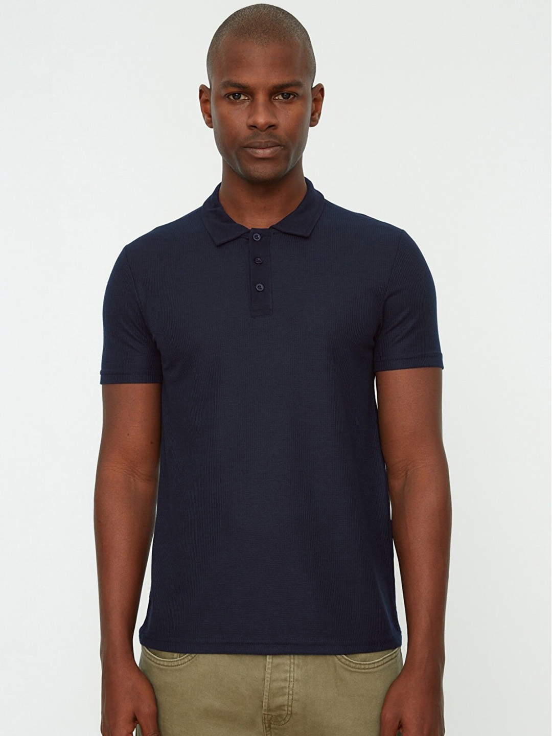 

Trendyol Men Navy Blue Polo Collar Pure Cotton T-shirt