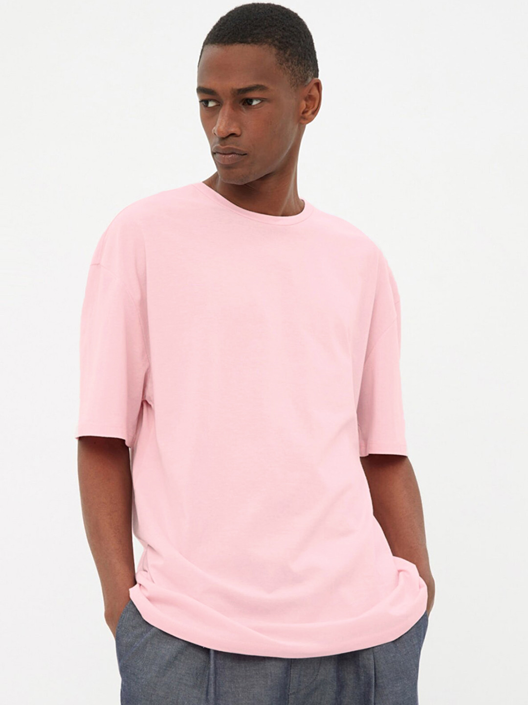 

Trendyol Men Pink & Orange Pure Cotton Back Printed T-shirt
