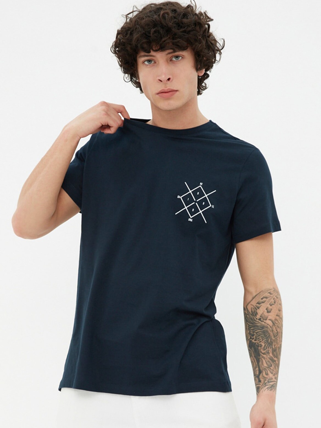 

Trendyol Men Navy Blue Printed T-shirt