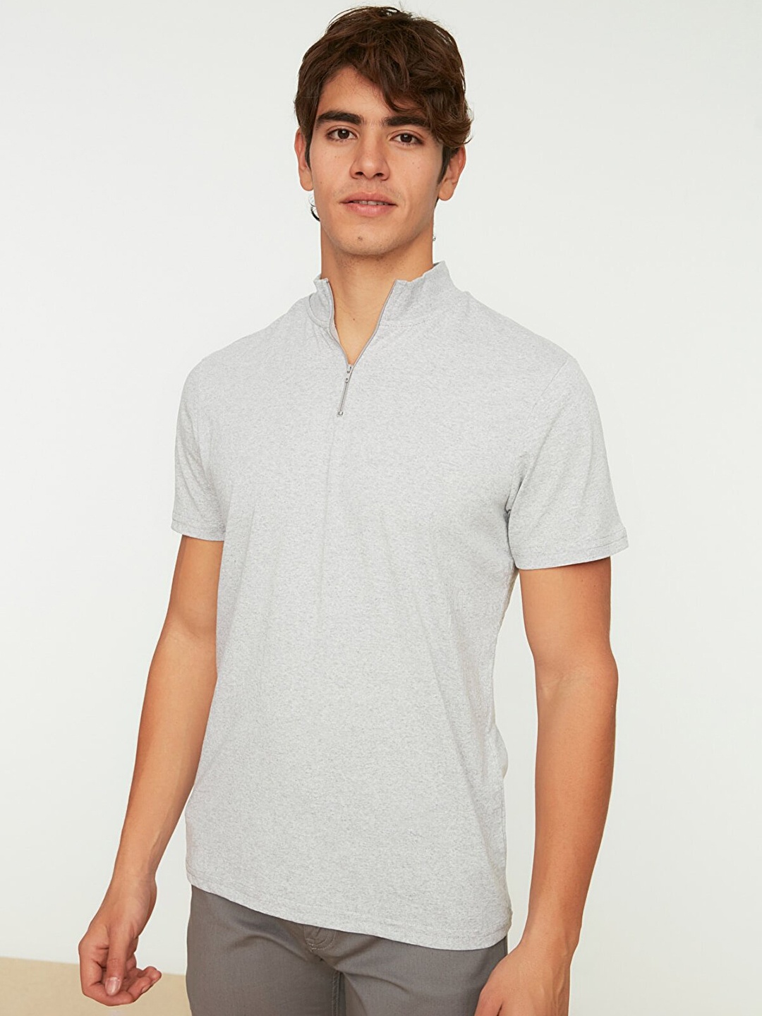 

Trendyol Men Grey High Neck T-shirt