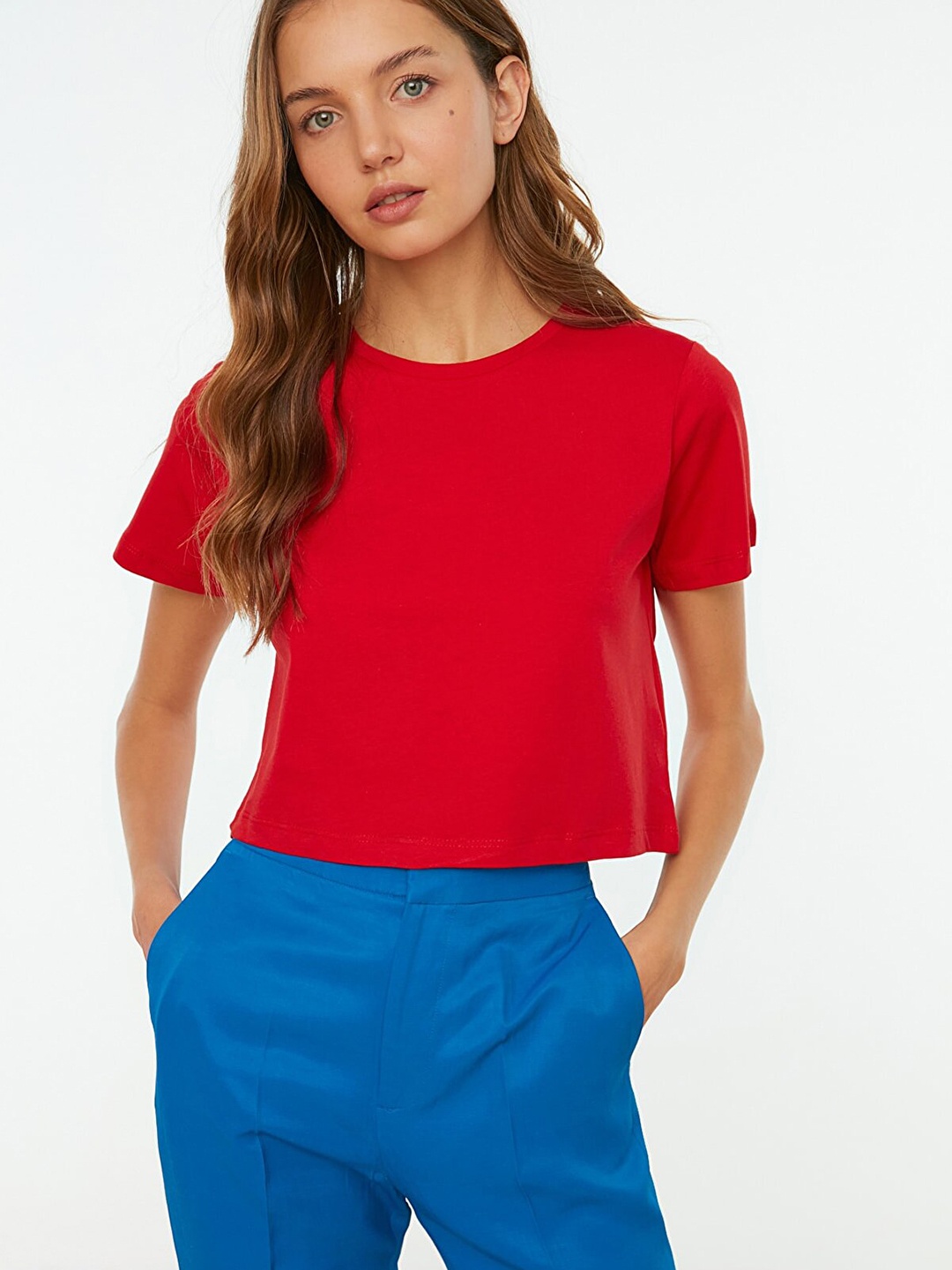 

Trendyol Women Red Pure Cotton T-shirt