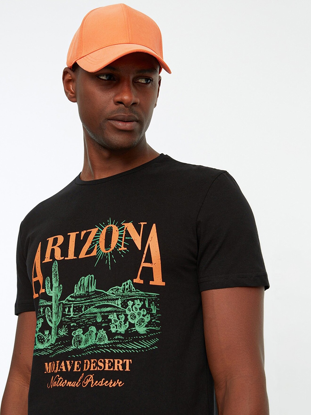 

Trendyol Men Black & Green Regular Fit Pure Cotton Typography Printed T-shirt