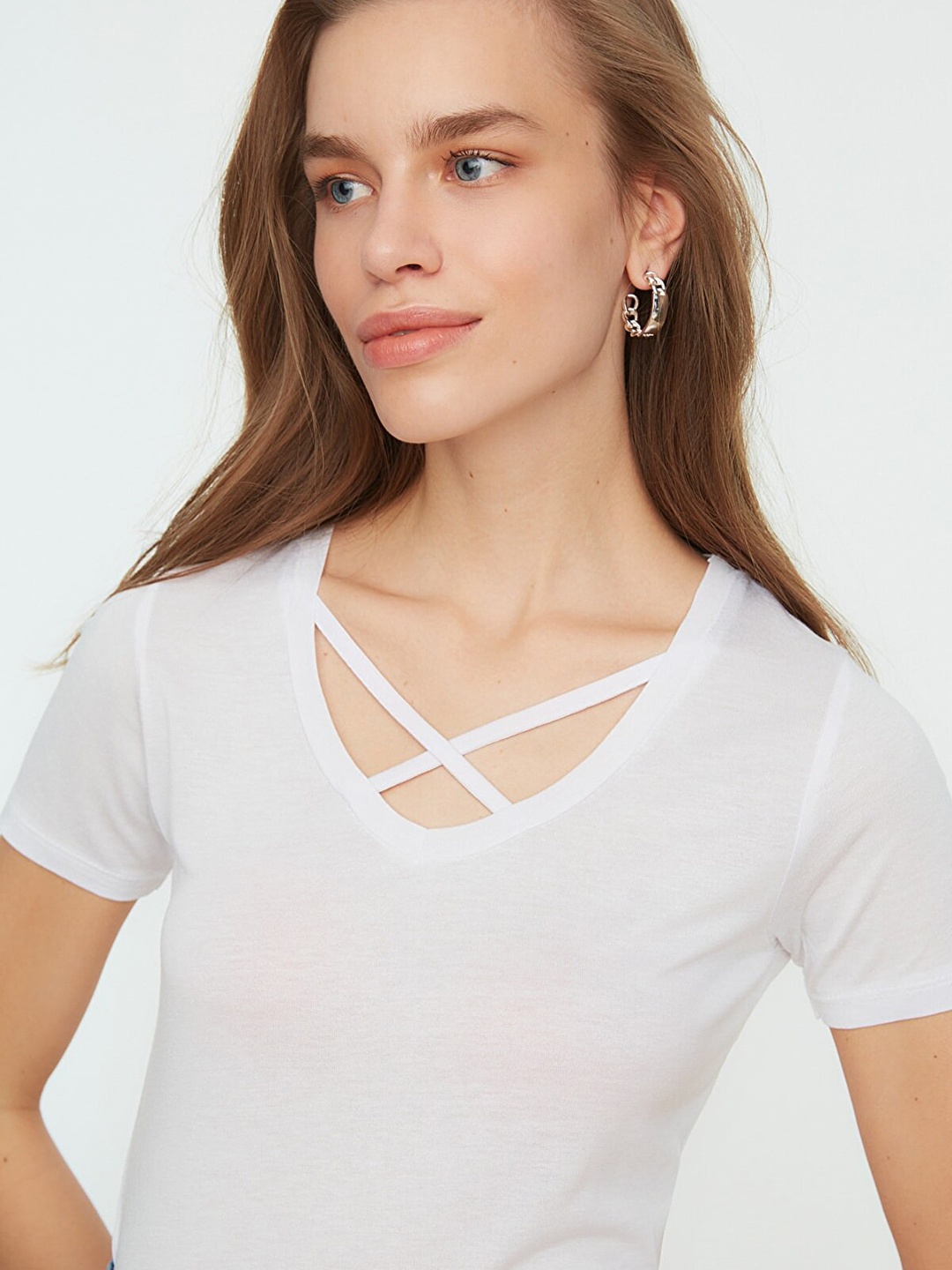 

Trendyol Women White Solid T-shirt