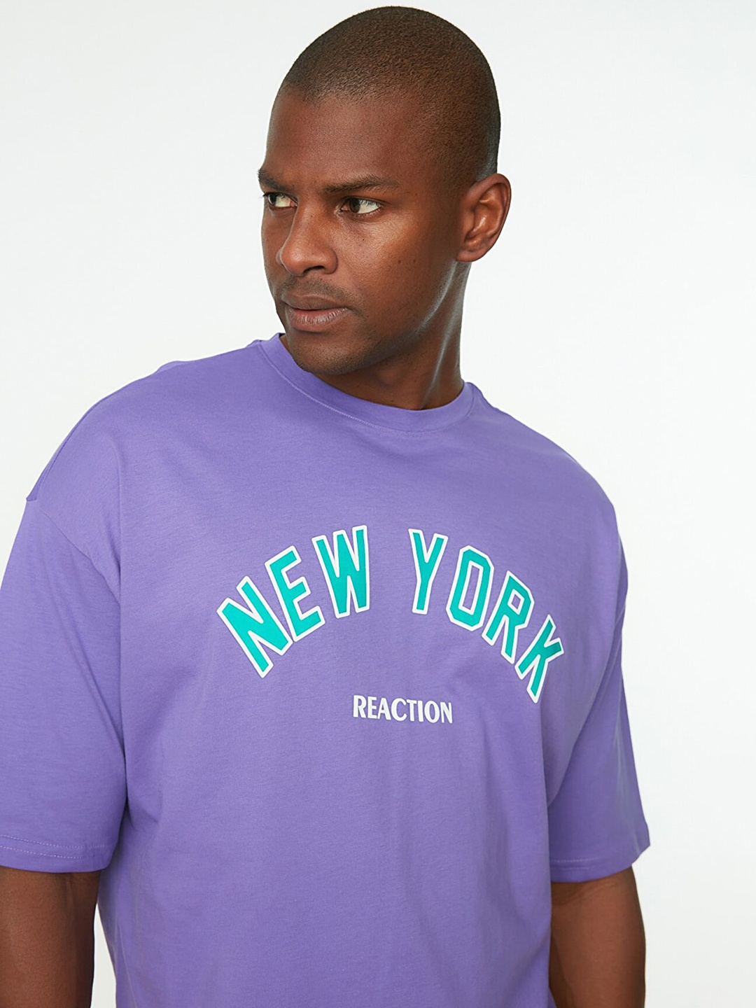 

Trendyol Men Purple Printed Pure Cotton T-shirt