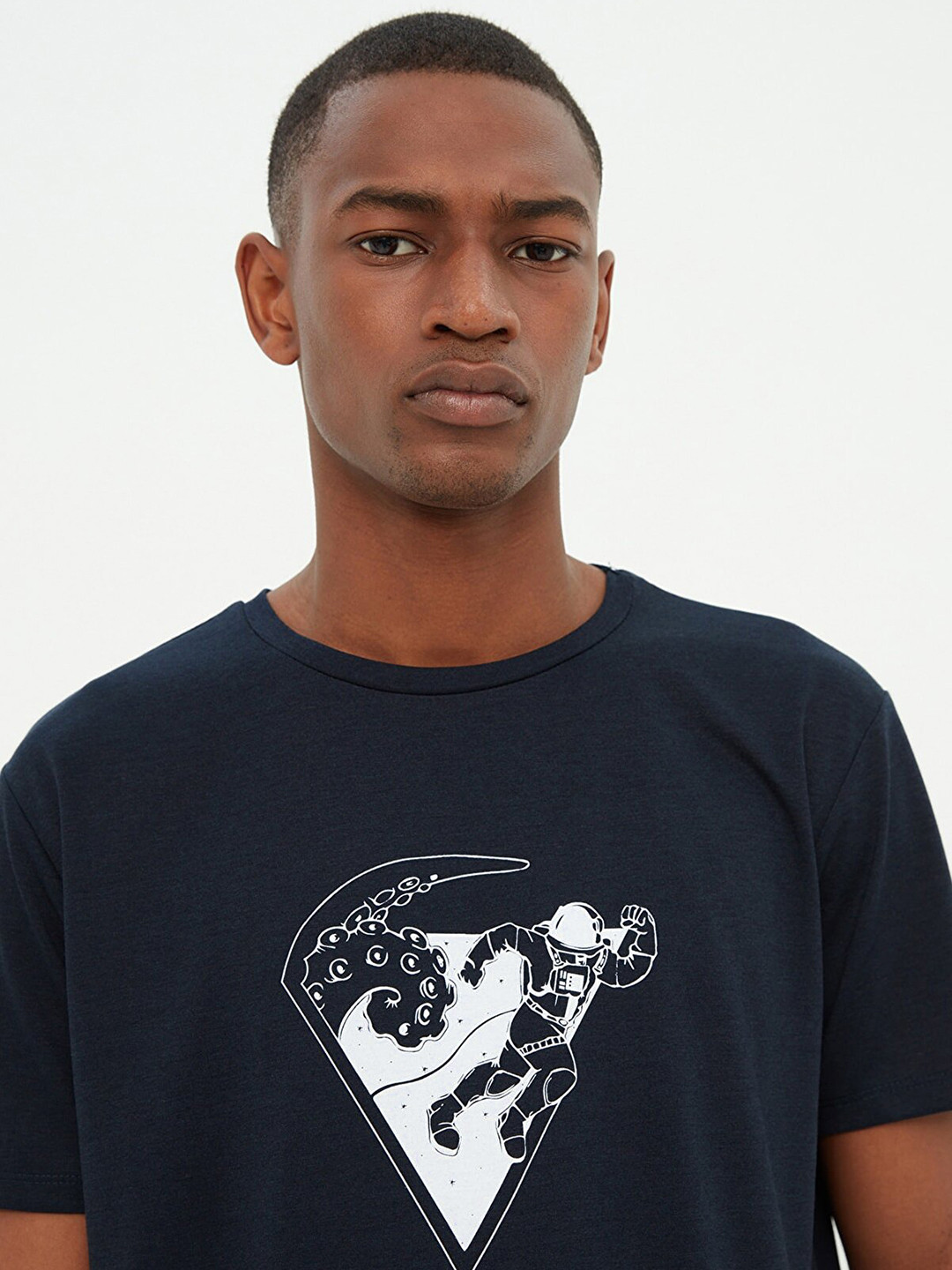 

Trendyol Men Navy Blue & White Printed T-shirt