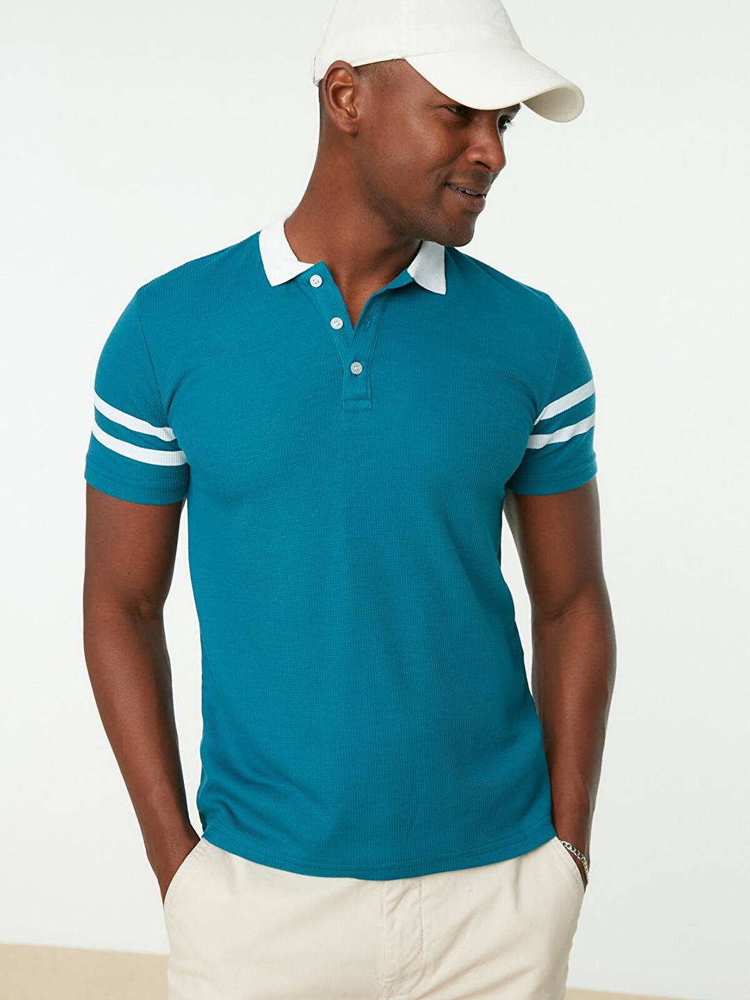 

Trendyol Men Blue Polo Collar T-shirt