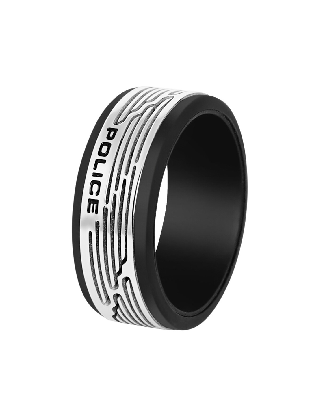 

Police Men Black Silver Finger Ring