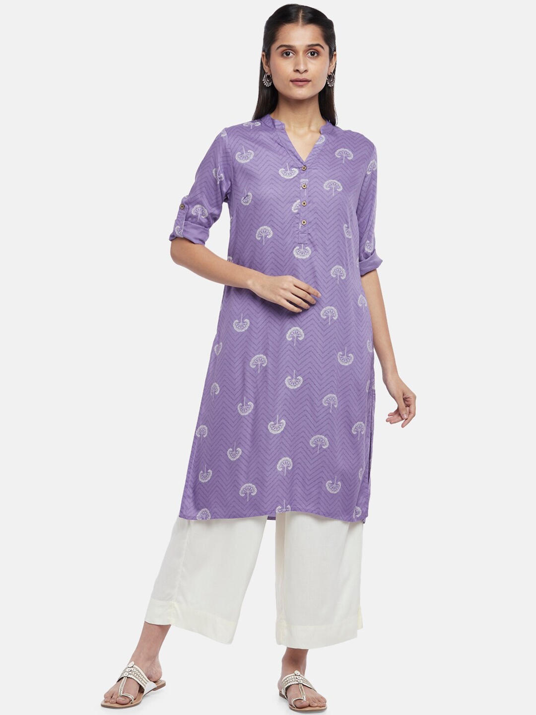 

RANGMANCH BY PANTALOONS Purple Ethnic Motifs Printed Kurta