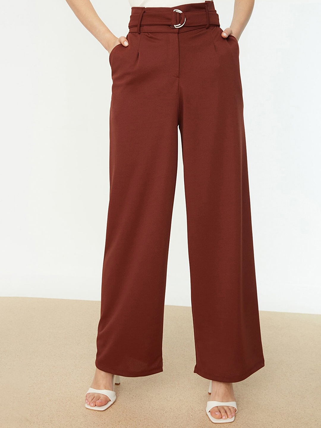 

Trendyol Women Brown Parallel Trousers