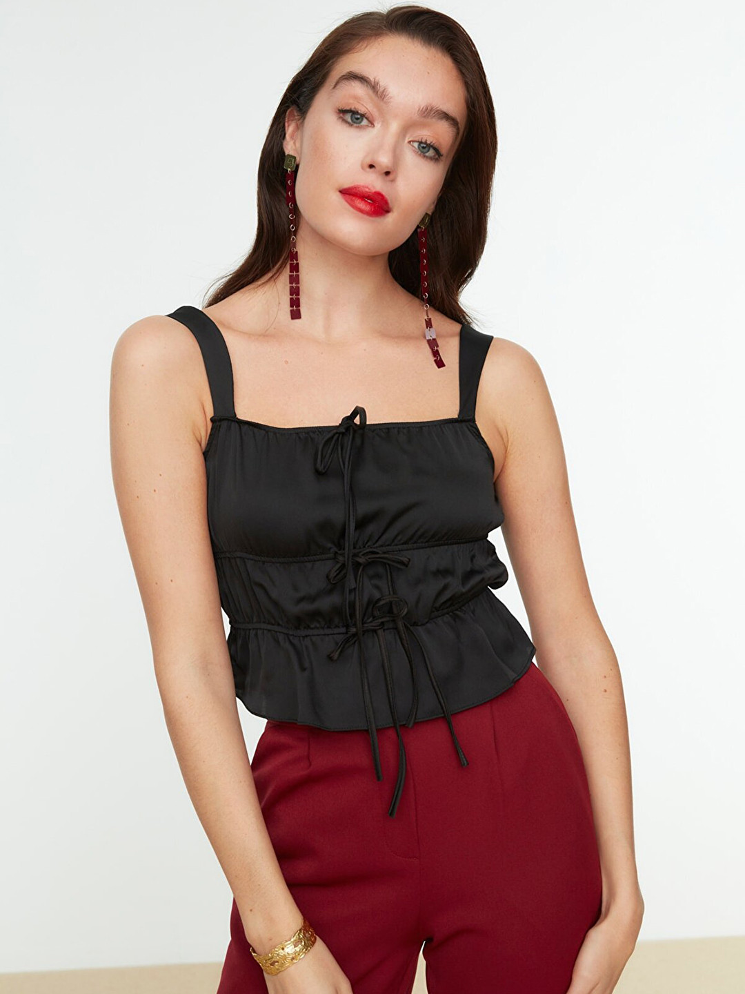 

Trendyol Black Solid Empire Top