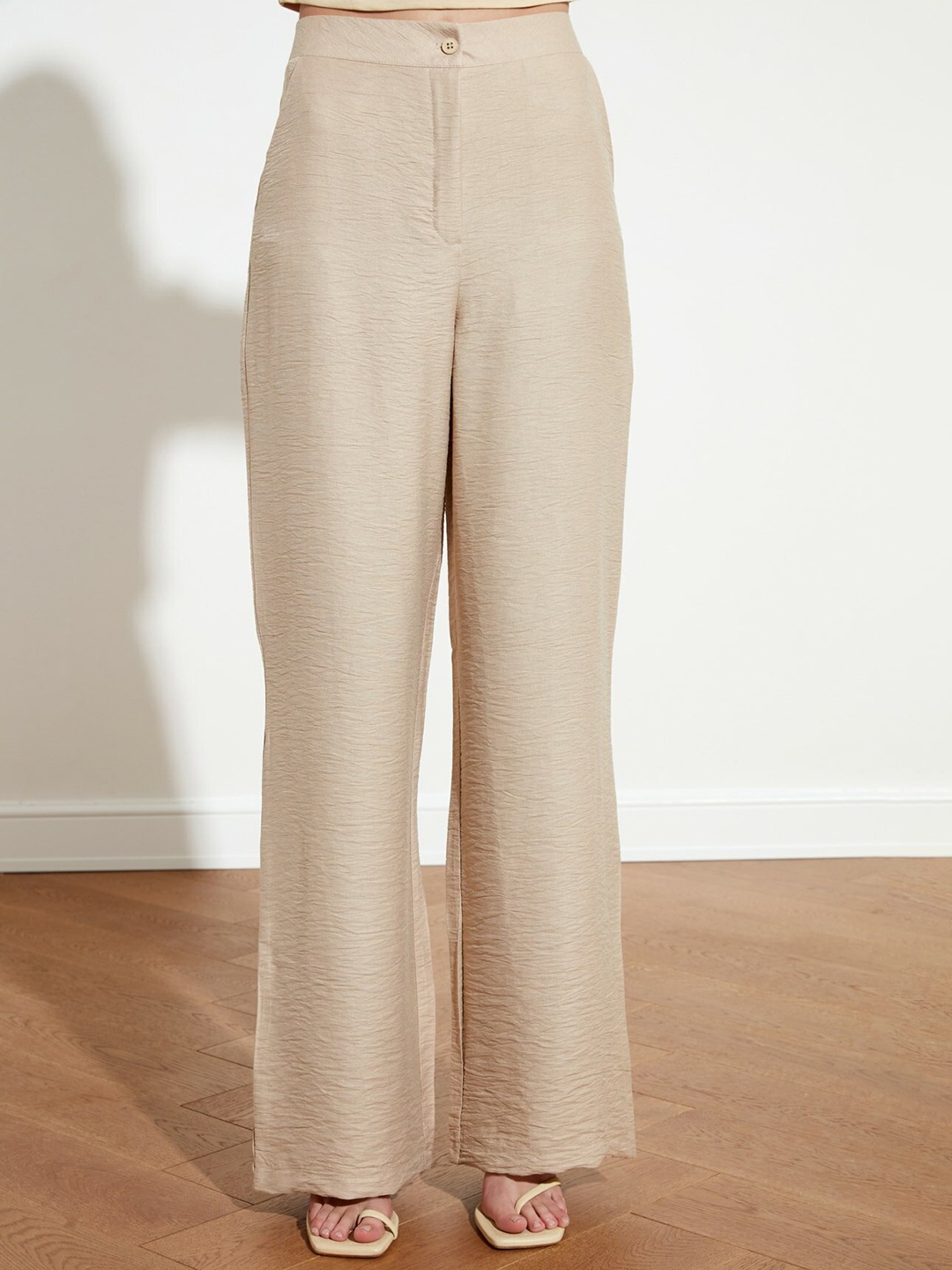 

Trendyol Women Beige Parallel Trousers