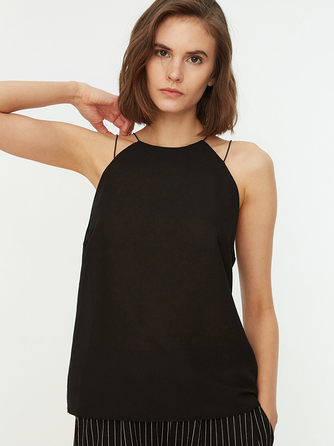 

Trendyol Women Black Sleeveless Solid Top